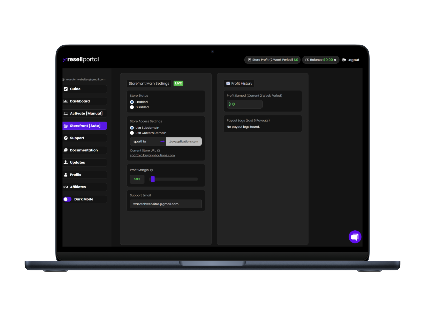 Payout dashboard