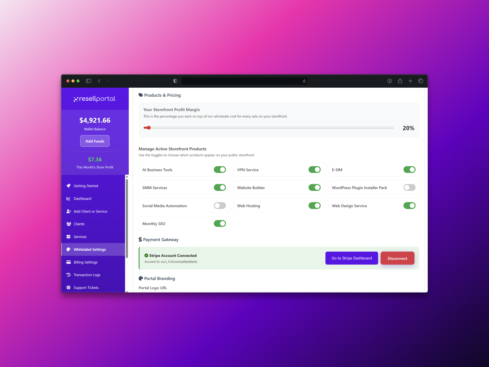 Payout dashboard