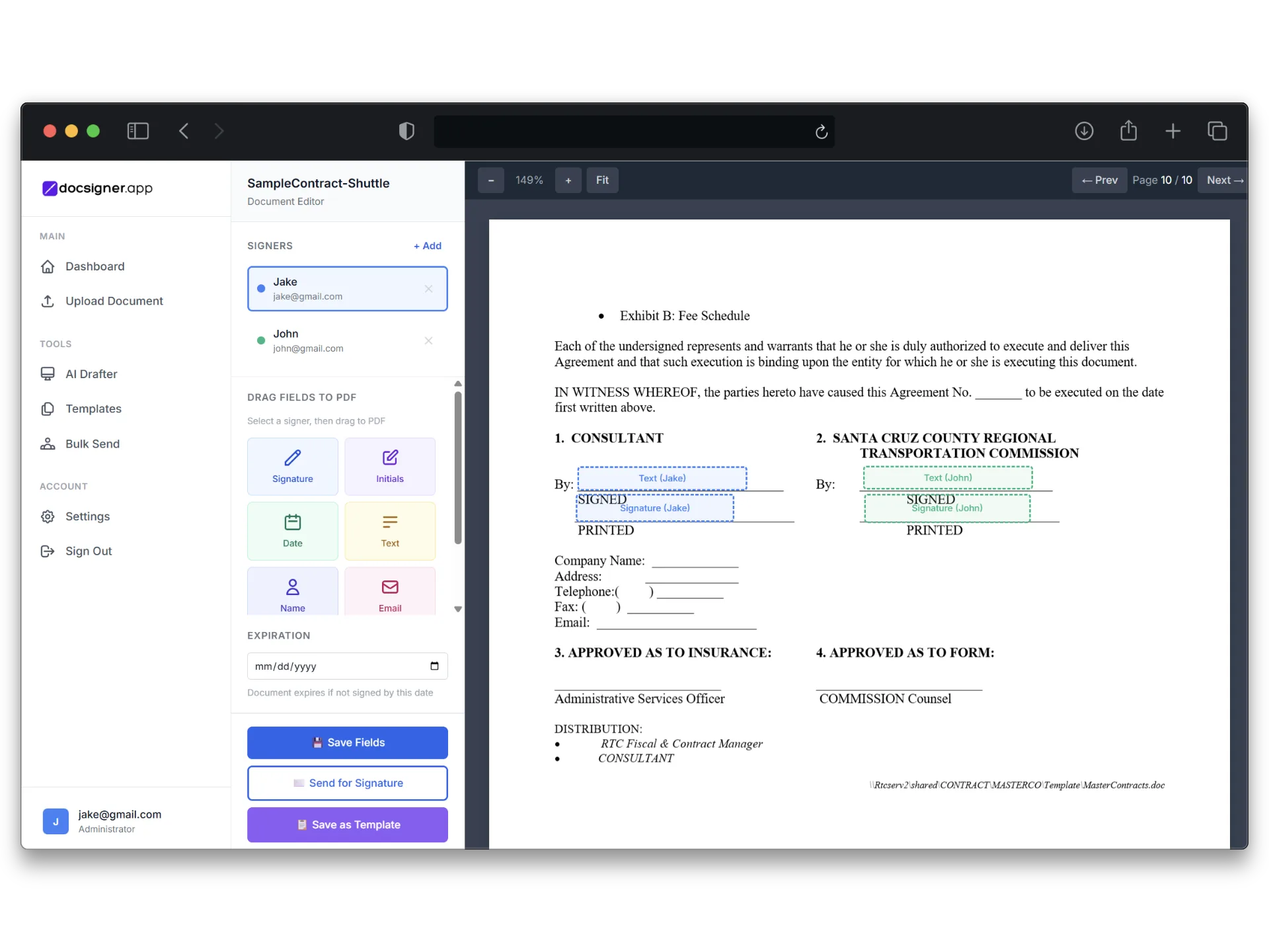 E-Signature platform preview