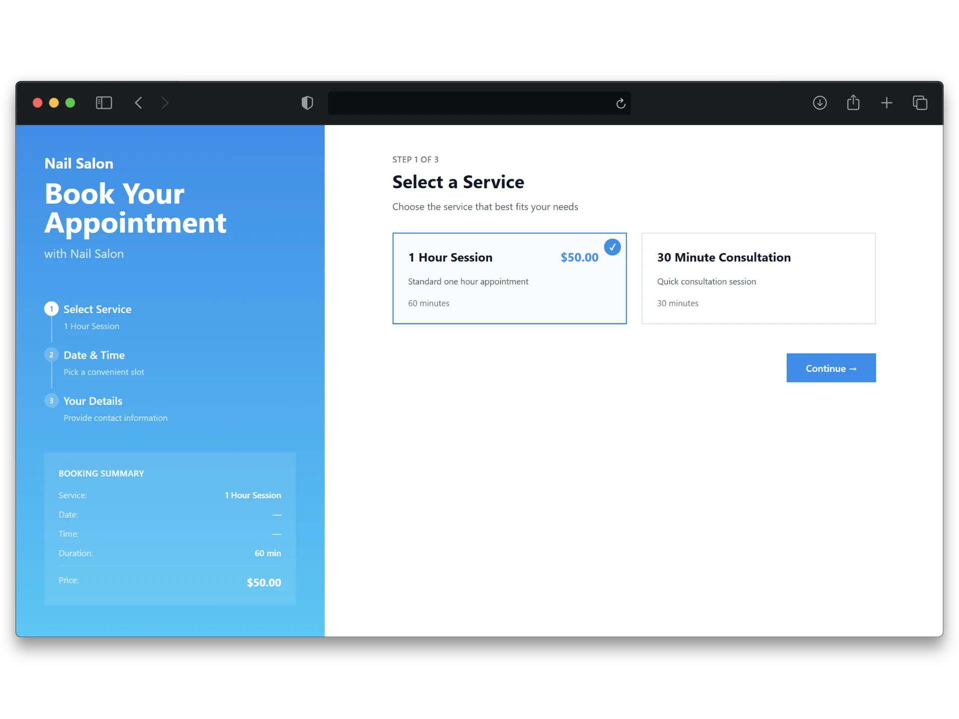 Appointment Booking dashboard preview