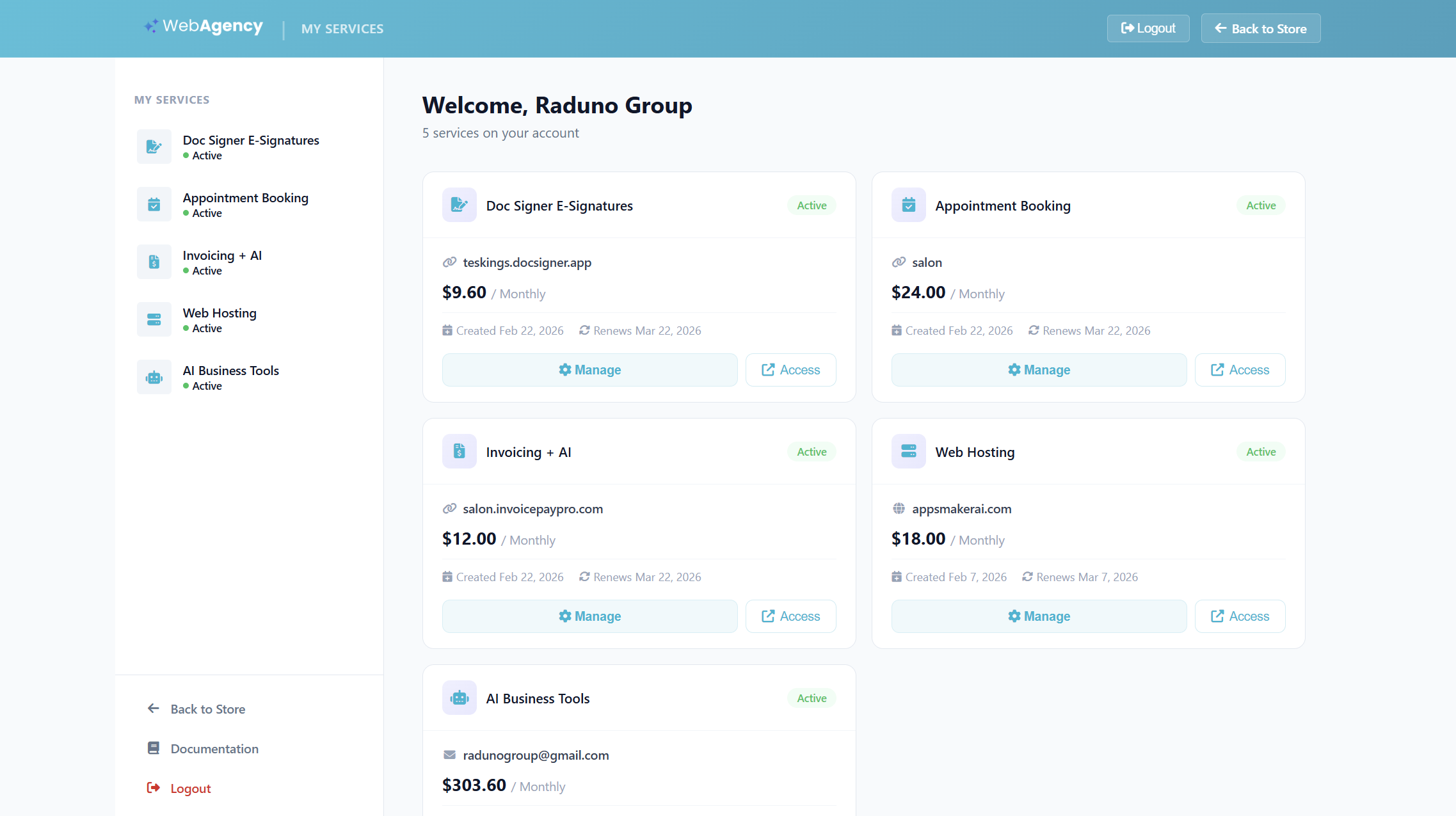 Client account portal