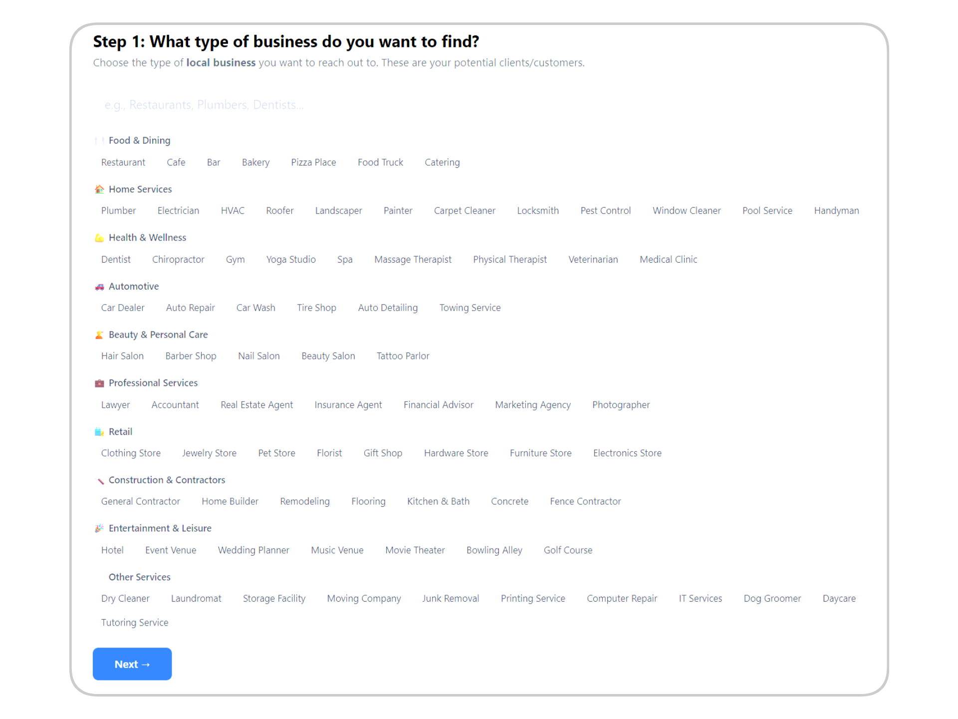 Lead Finder Search Wizard