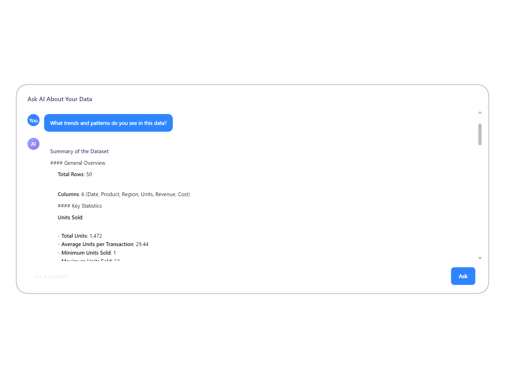 AI Data Chat Interface