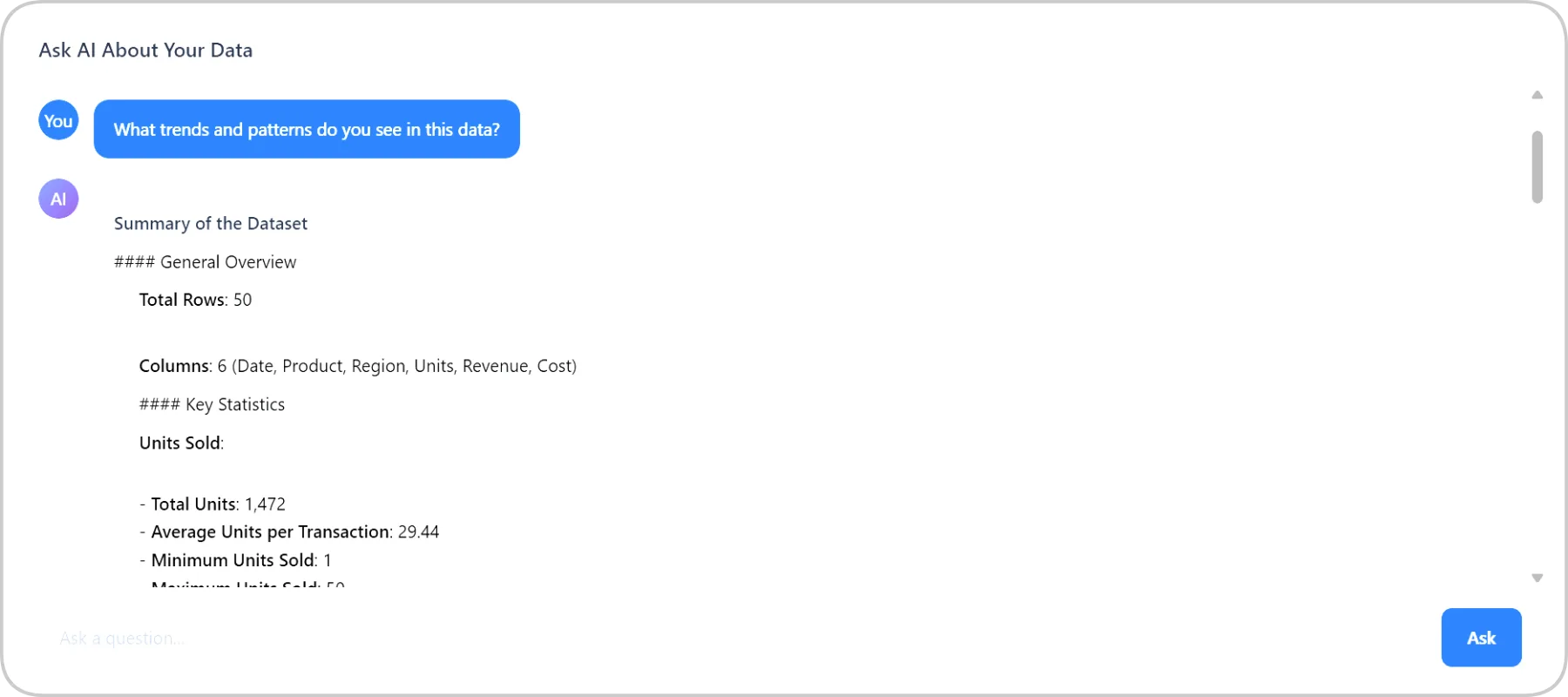 AI Data Chat Interface