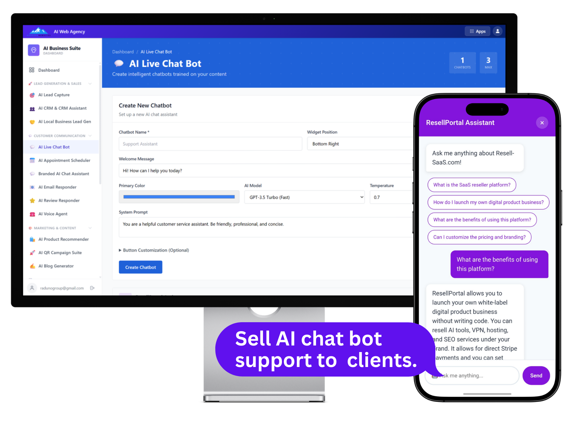 AI Live Chat Bot Dashboard