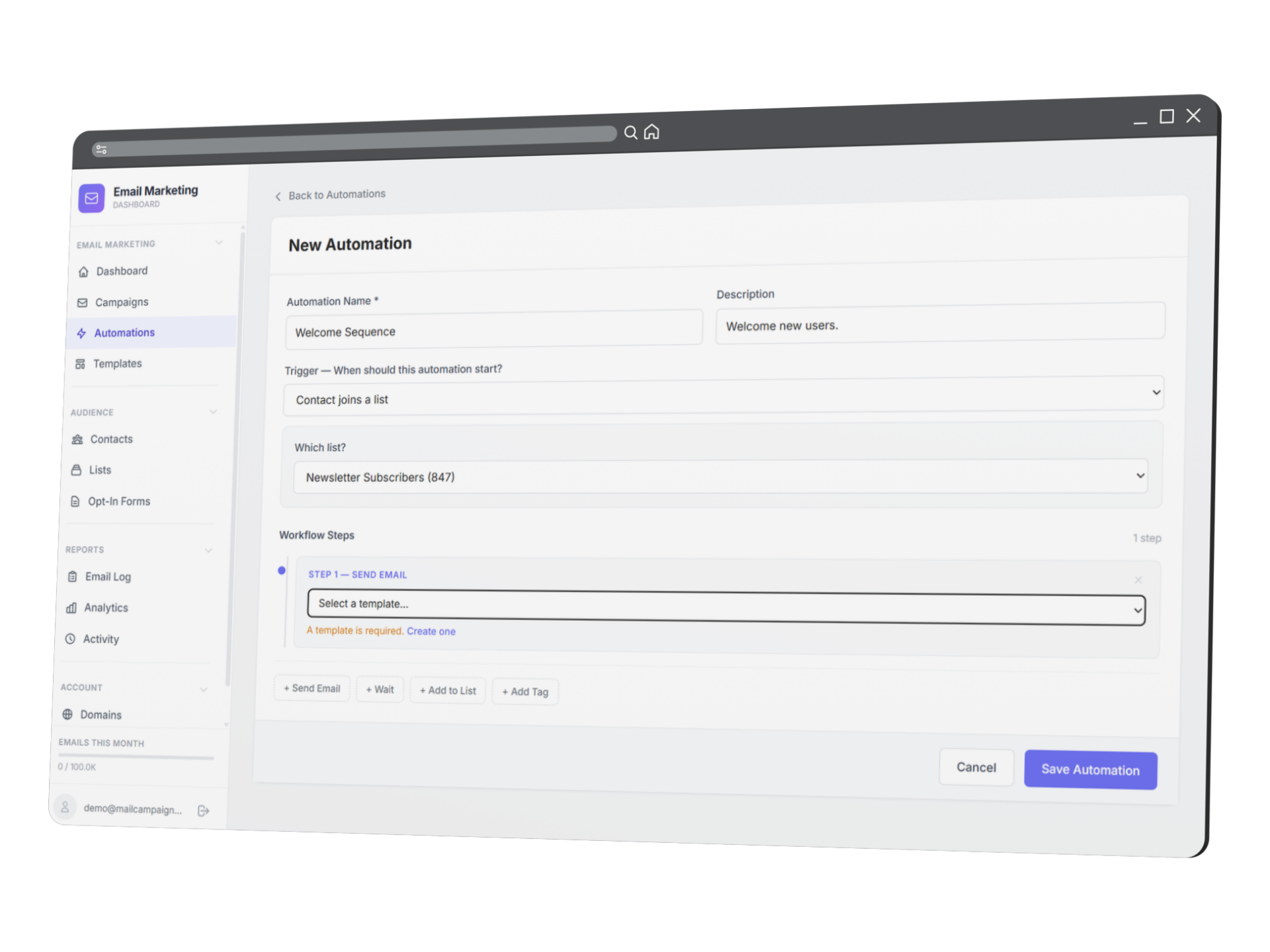Email Automation Workflow Builder