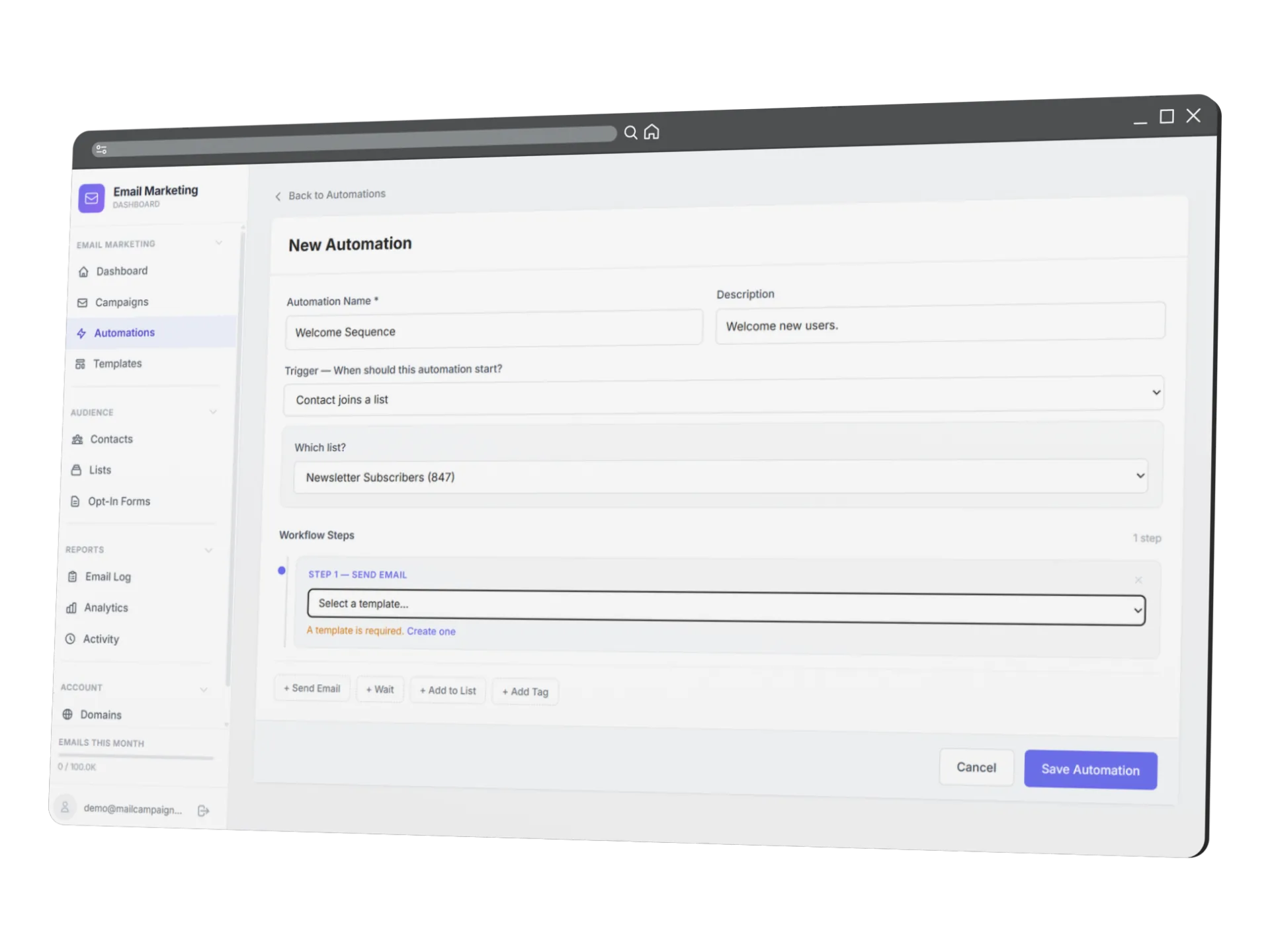 Email Automation Workflow Builder