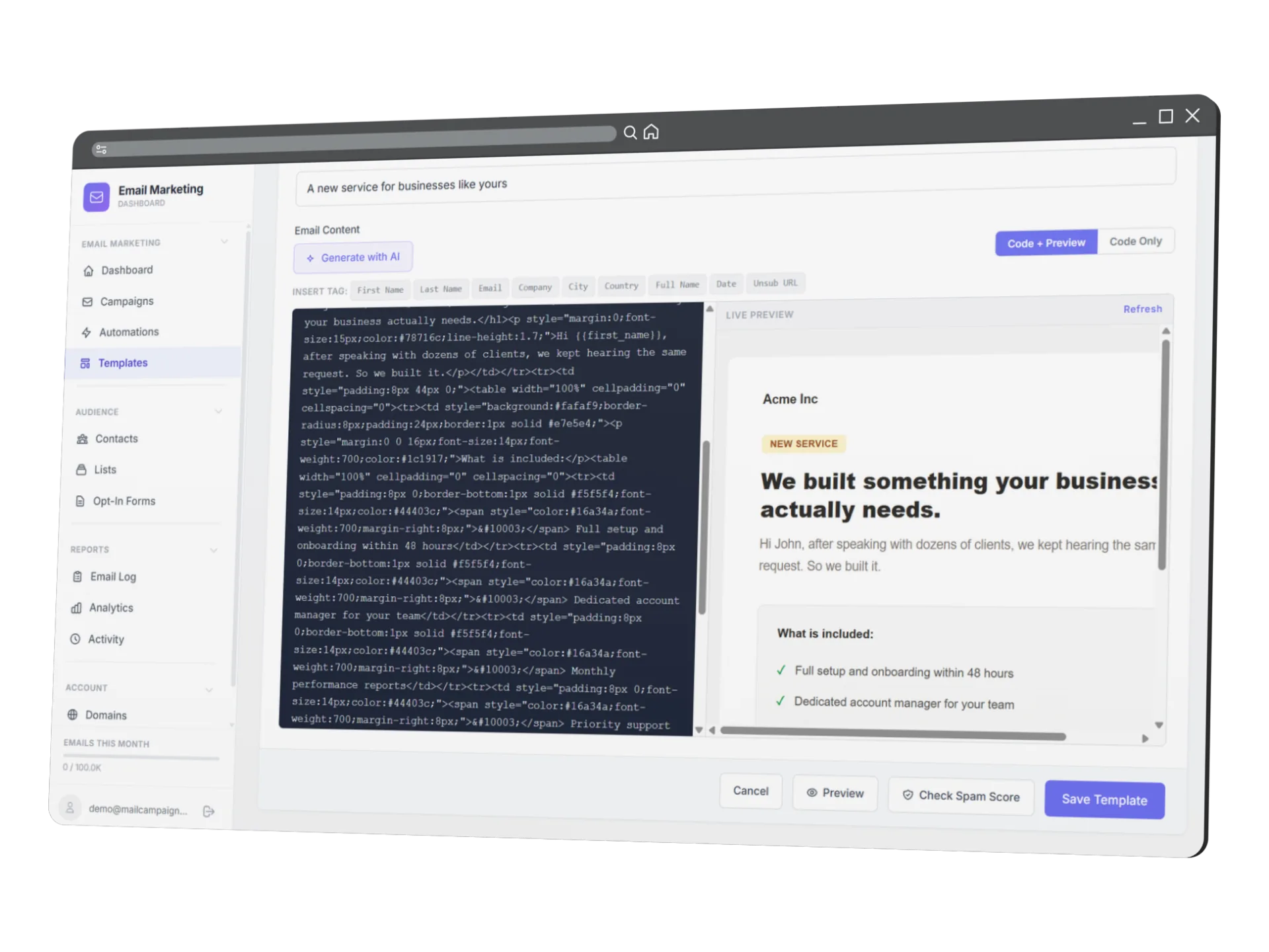 Email Campaign Builder Interface