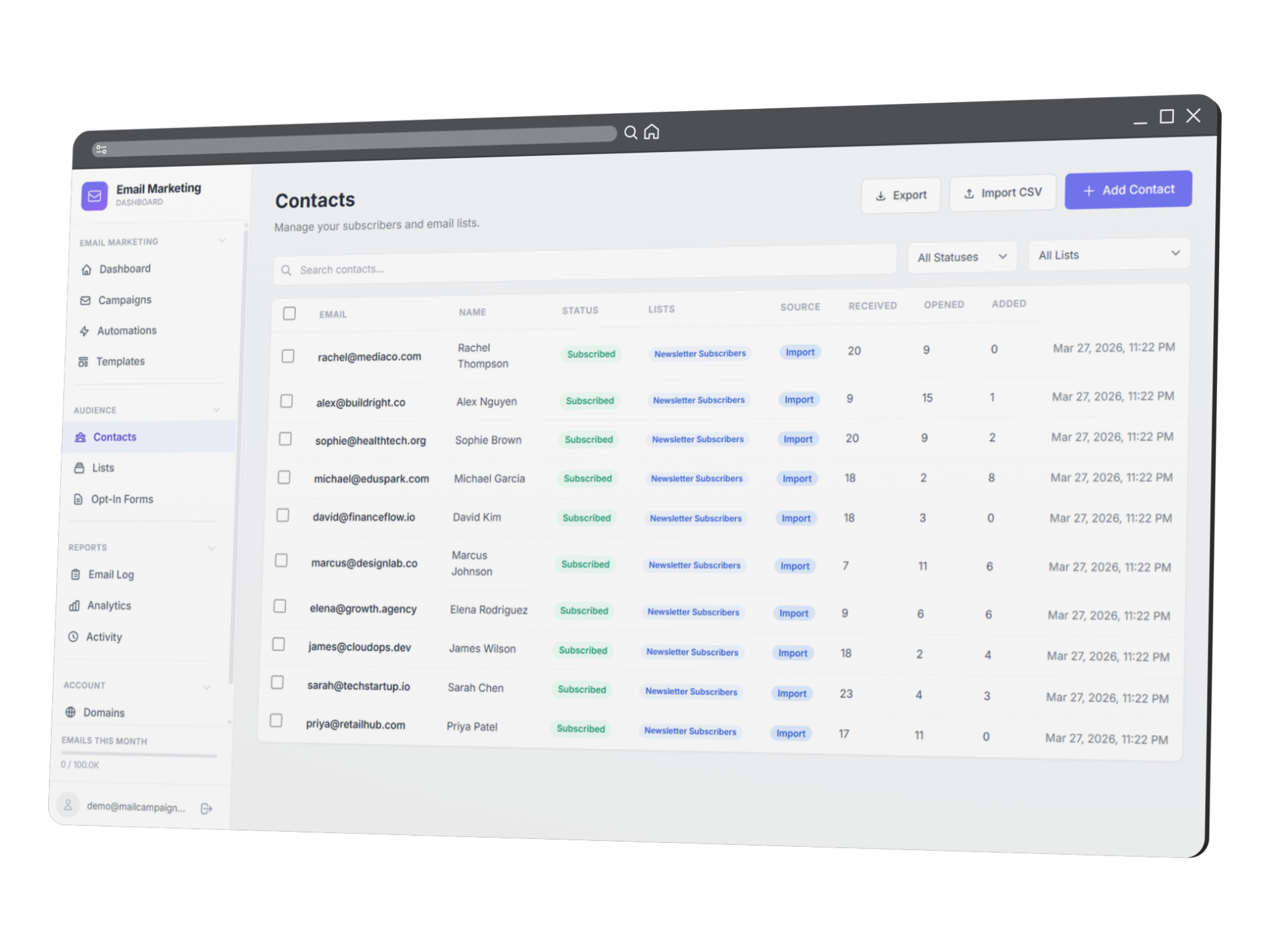 Contact Management Dashboard