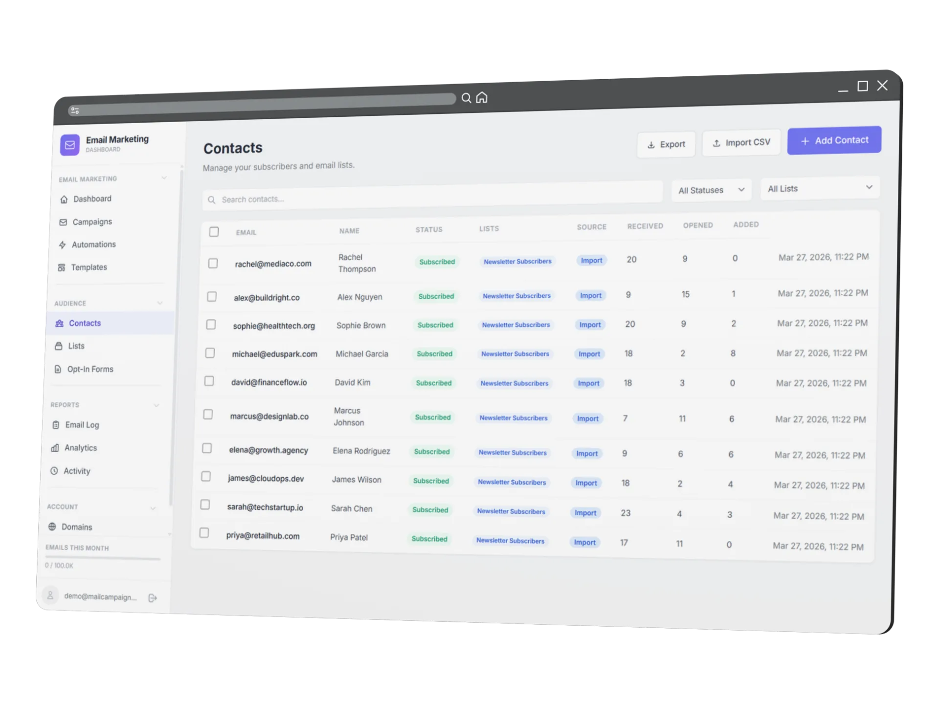 Contact Management Dashboard