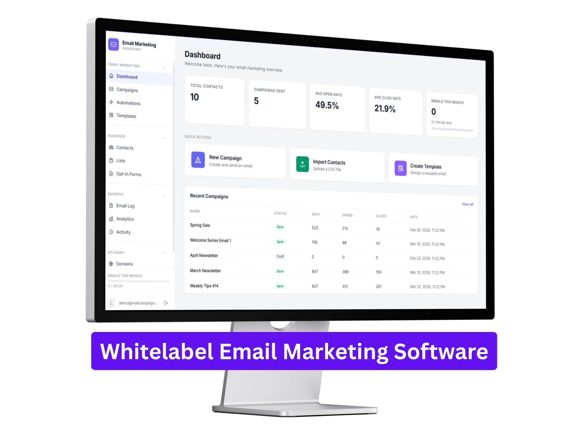 White-Label Email Marketing Platform Dashboard