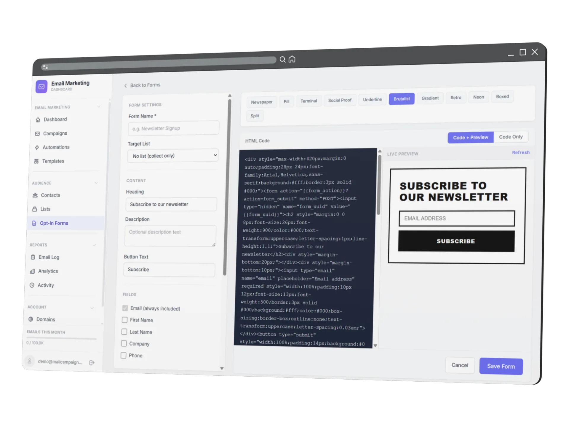 Email Opt-In Form Builder
