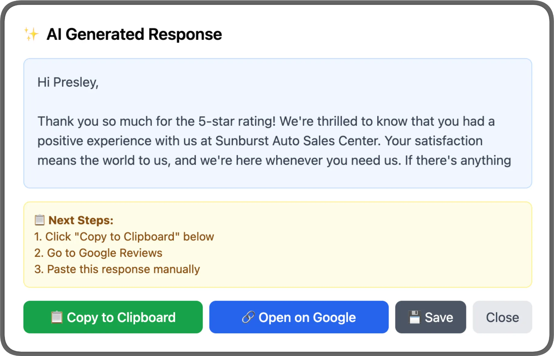 AI Review Responder Dashboard