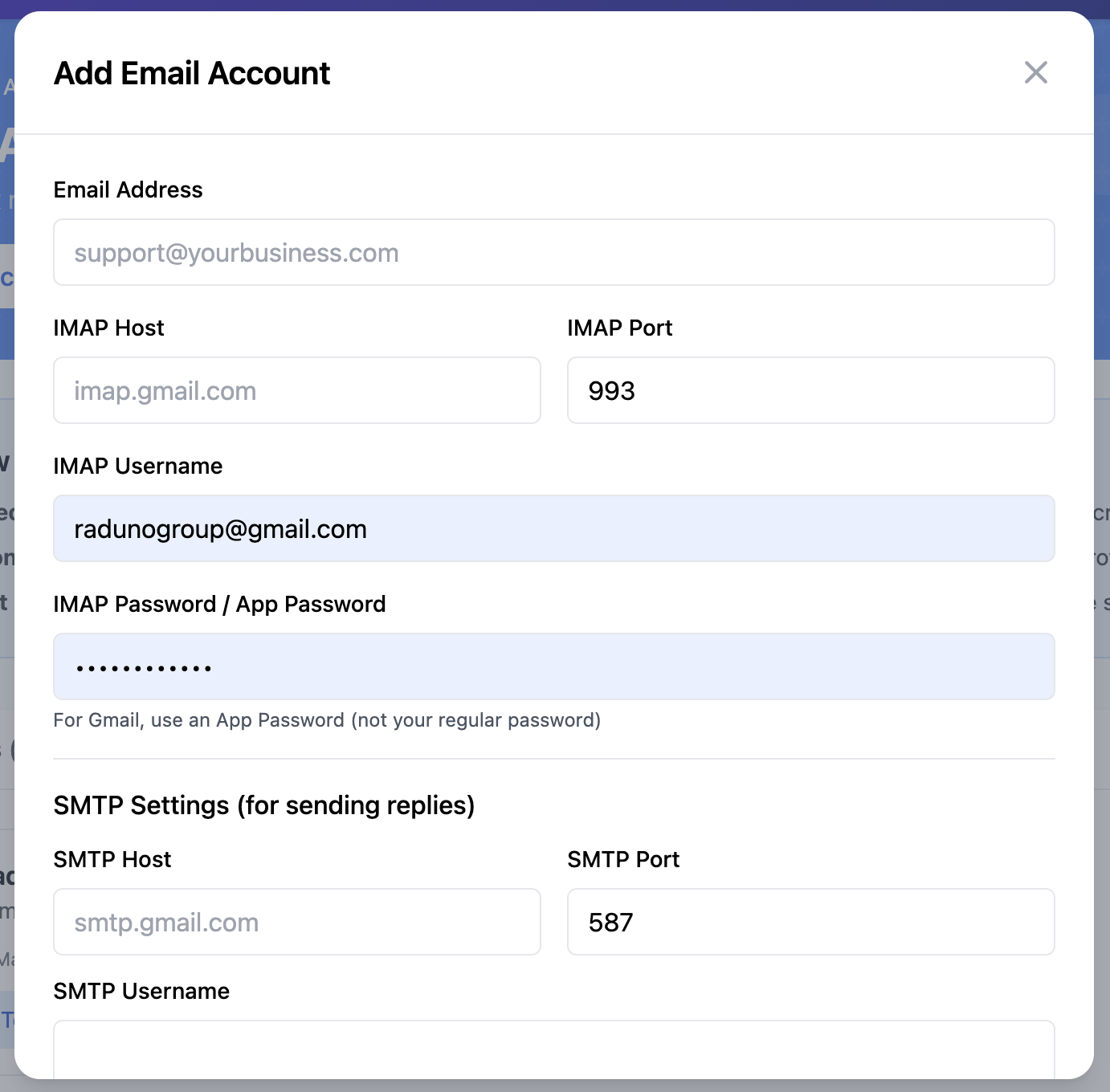 IMAP SMTP Email Setup