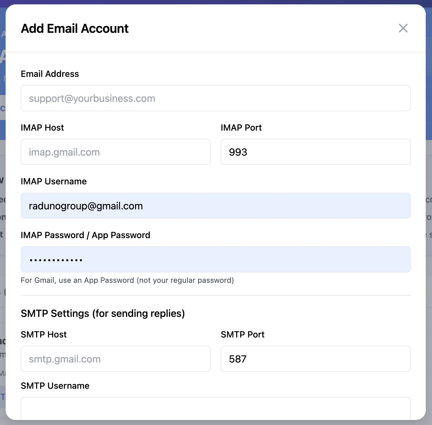 IMAP SMTP Email Setup