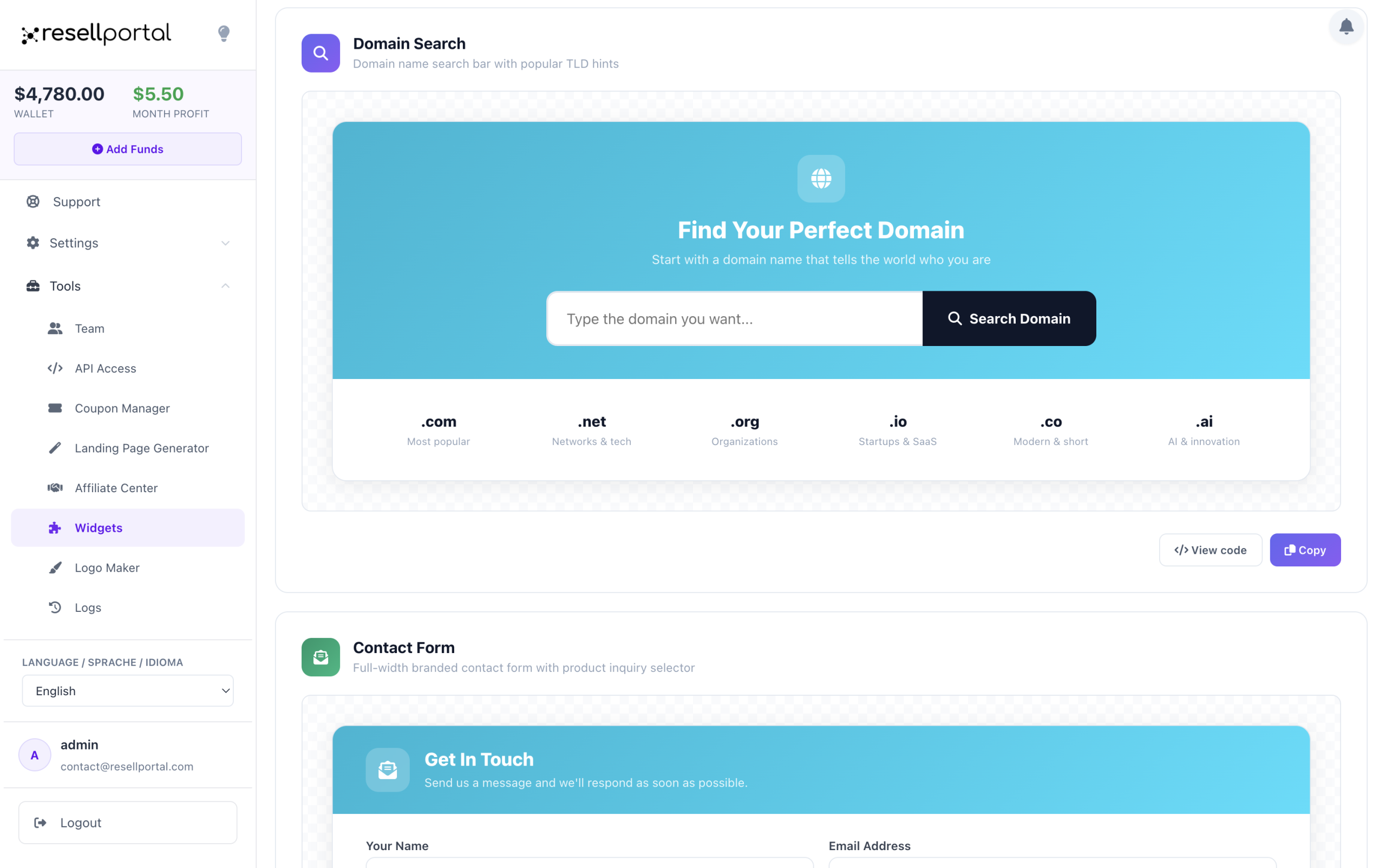 Embeddable widgets