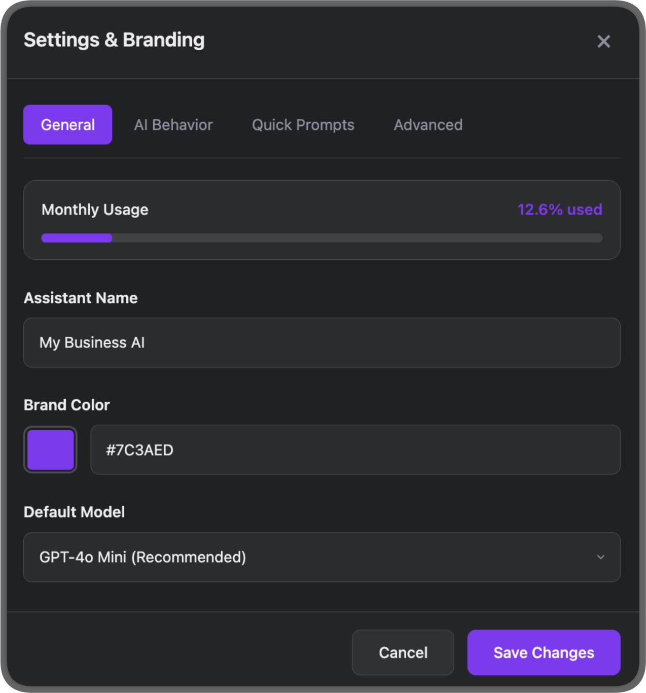 Branding & Model Settings
