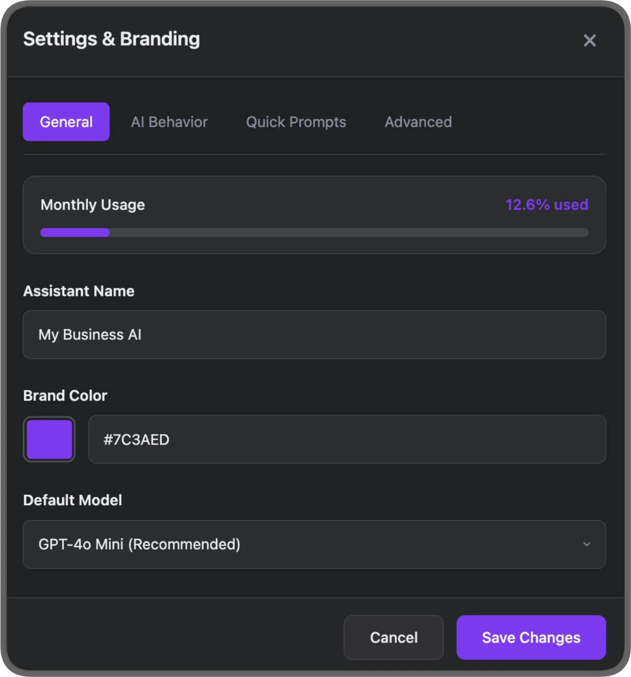 Branding & Model Settings