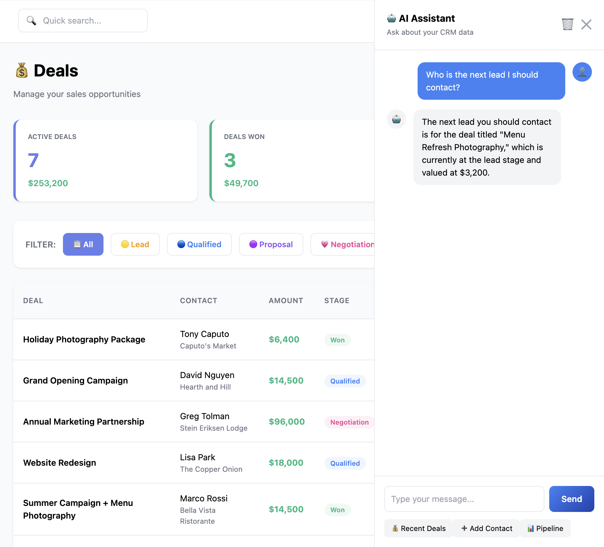 AI CRM Chat Assistant