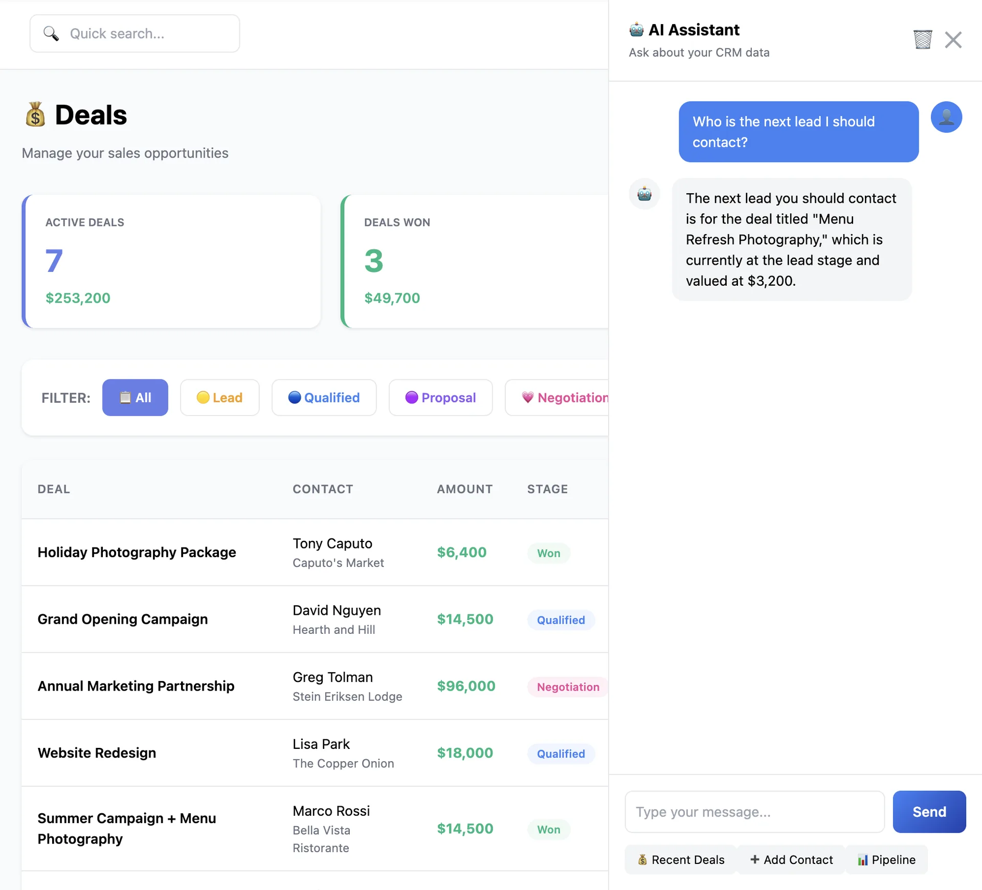 AI CRM Chat Assistant