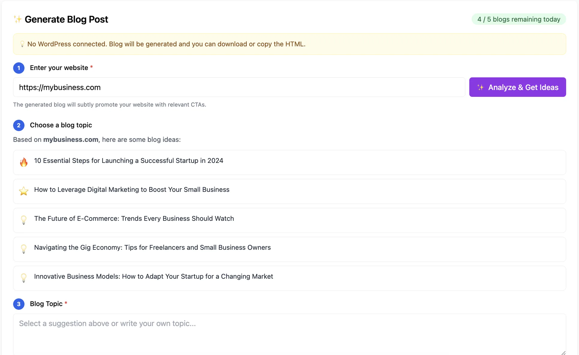 Blog Generator 3-Step Workflow
