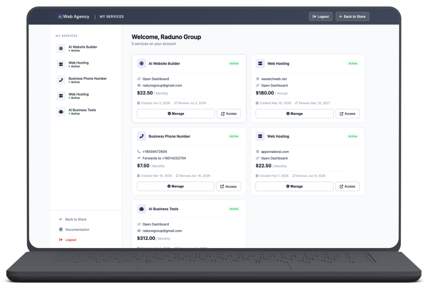Self-service client portal